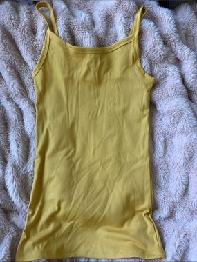 Women’s Ribbed Yellow Tank Top - Classic Spaghetti Strap